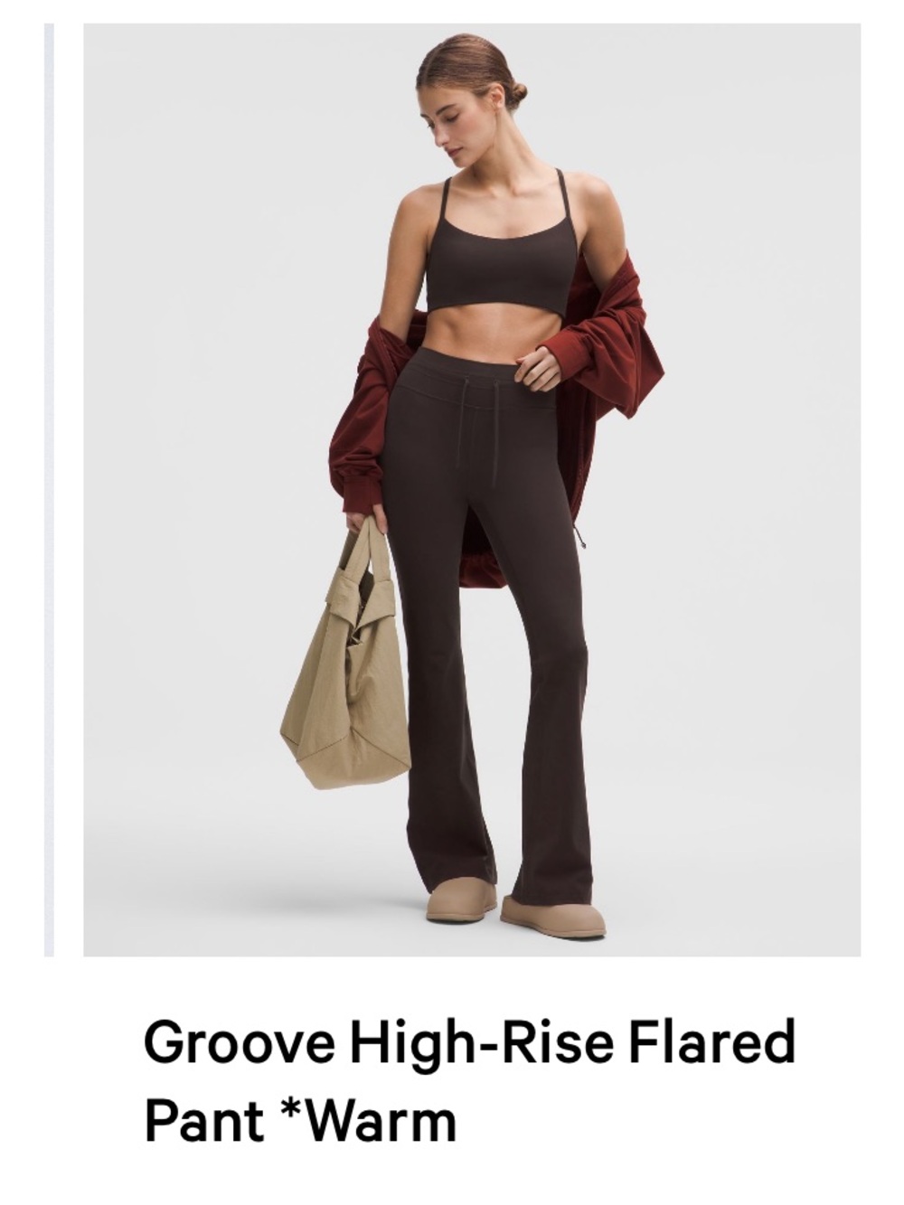 NWOT LululemonGroove High-Rise Flared Pant
*Warm Sequoia Size 10